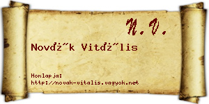 Novák Vitális névjegykártya
